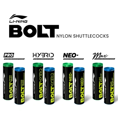 Li-Ning Bolt Neo (6 in 1) Nylon Badminton Shuttlecocks-Nylon-4