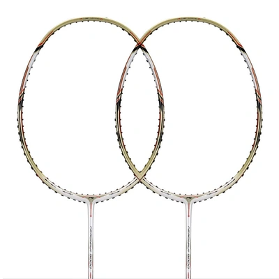 Li-Ning Aeronaut 9000 Unstrung Steel Badminton Racquet-White - Gold-FS-1