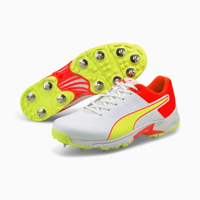 PUMA 105510 CRICKET SHOES-White/Red/Yellow-11-1
