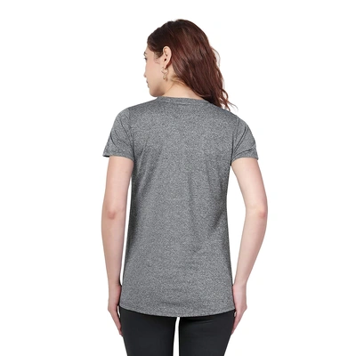 Berge' Ladies Round Neck Melange Long T Shirt-Dark Grey Melange-12-2