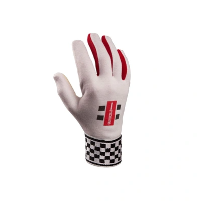 Gray-Nicolls Padded Chamois Wicket Keeping Inner Gloves-White / Red-M-1