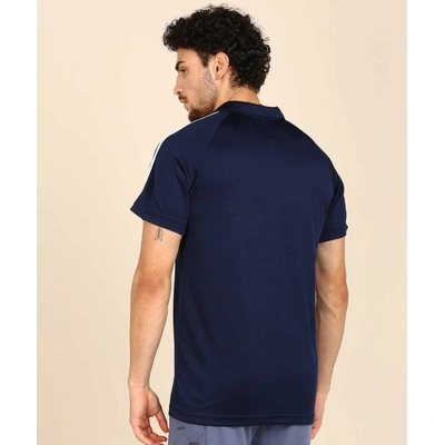 Sporty Men Polo Neck Blue T-Shirt-BLUE-M-2