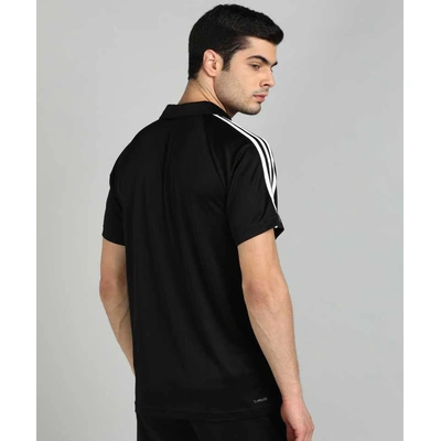 Sporty Men Polo Neck Black T-Shirt-BLACK-S-1