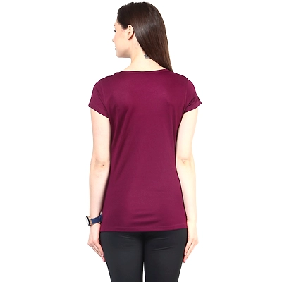 Berge Women Regular Fit T Shirt-WINE-M-1