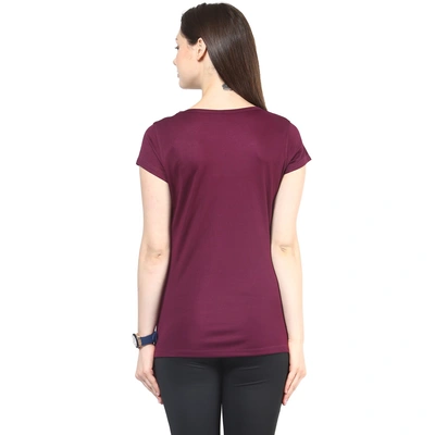 Berge Women Regular Fit T Shirt-WINE-XXL-1