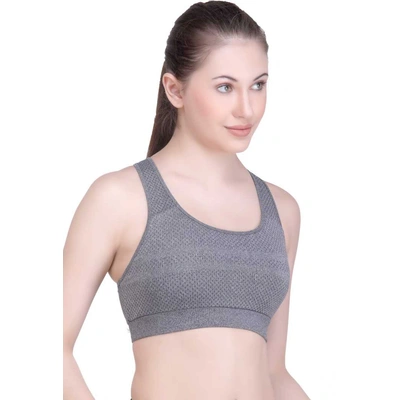 LAASA SPORTS Medium Impact Cotton Non Wired Sports Bra with Removable Pads-M-GREY MELANGE-2
