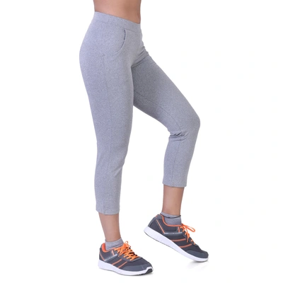 LAASA SPORTS WOMEN'S JUST-DRY SPACE DYED GREY MELANGE CAPRI WITH INSERT POCKETS-34243