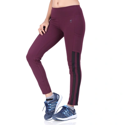 LAASA WOMEN'S JUST-DRY ANKLE-LENGTH GYM &amp; FITNESS TRAINING PANT-WINE-3XL-3