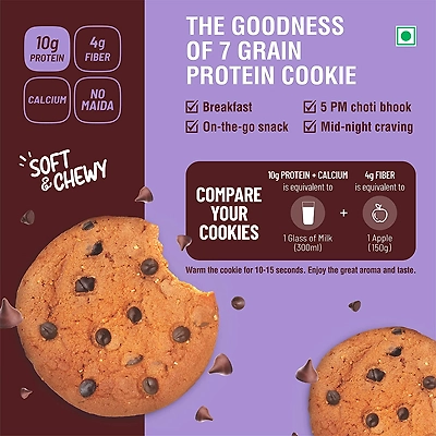 RiteBite Max Protein 7 Grain Breakfast Cookies  55g Consist of Protein-CHOCO CHIPS-2