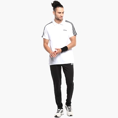 Adidas Polyester Polo Neck Polo T-Shirt-WHITE-L-2