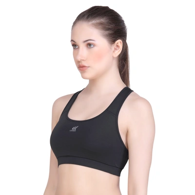 LAASA SPORTS Medium Impact Cotton Non Wired Sports Bra with Removable Pads-NAVY BLUE-XL-1