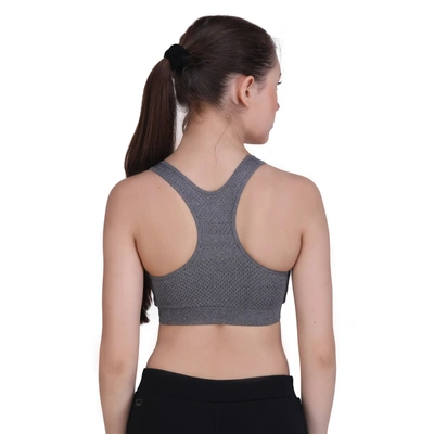 LAASA SPORTS Medium Impact Cotton Non Wired Sports Bra with Removable Pads-GREY MELANGE-XL-1