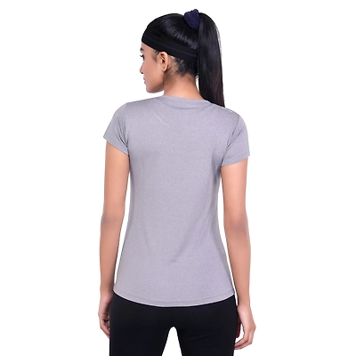LAASA JUST-DRY TRIANGLE PRINTED BLACK MELANGE TEE-34606