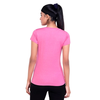 LAASA JUST-DRY TRIANGLE PRINTED BLACK MELANGE TEE-Pink Melange-XL-2