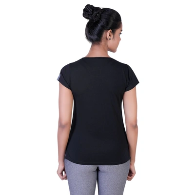 Laasa Solid Women Round Neck Black T-Shirt-34970