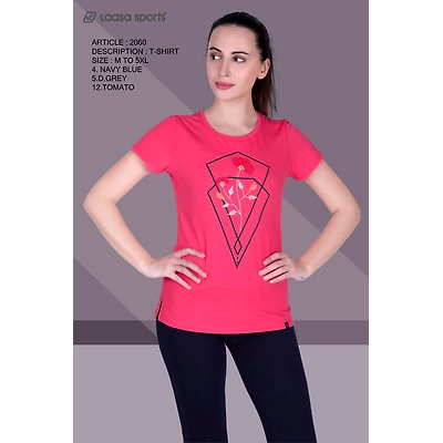 LAASA SPORTS PRINT CREW-NECK COTTON T-SHIRT-33908