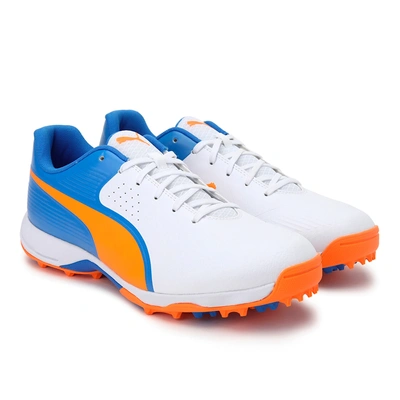 PUMA 20 Men's Rubber Cricket Shoes-9-White - Orange-1