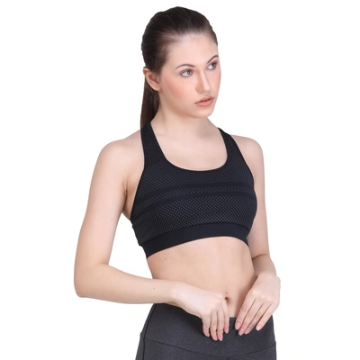 LAASA SPORTS Medium Impact Cotton Non Wired Sports Bra with Removable Pads-XXL-BLACK-2