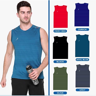 Fino Barcode Sando 100% polister Mens singlet-35560