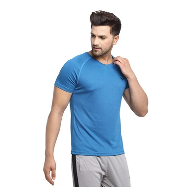INVINCIBLE MEN'S SOLID TRAINING T-SHIRT-S-TEAL-1