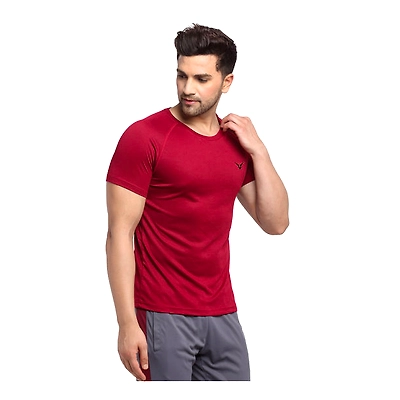 INVINCIBLE MEN'S SOLID TRAINING T-SHIRT-35699