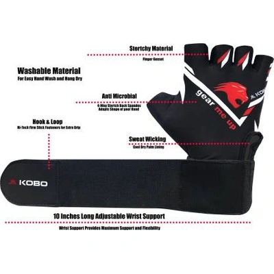 KOBO WTG-31-XL Weight Lifting Gym Gloves Hand Protector For Fitness Training Gym-RED BLACK-L-1