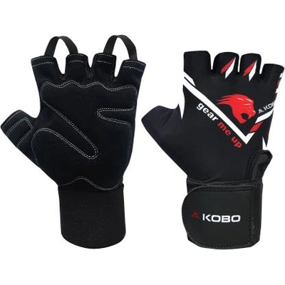 KOBO WTG-31-XL Weight Lifting Gym Gloves Hand Protector For Fitness Training Gym-RED BLACK-S-2