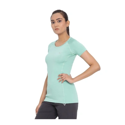 INVINCIBLE WOMEN STRETCH ROUND NECK TEE-S-POOL BLUE-1