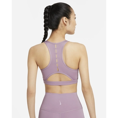 Nike Womens  Medium Support 1 Piece Pad High Neck Sports Bra-Light Purple-L-1