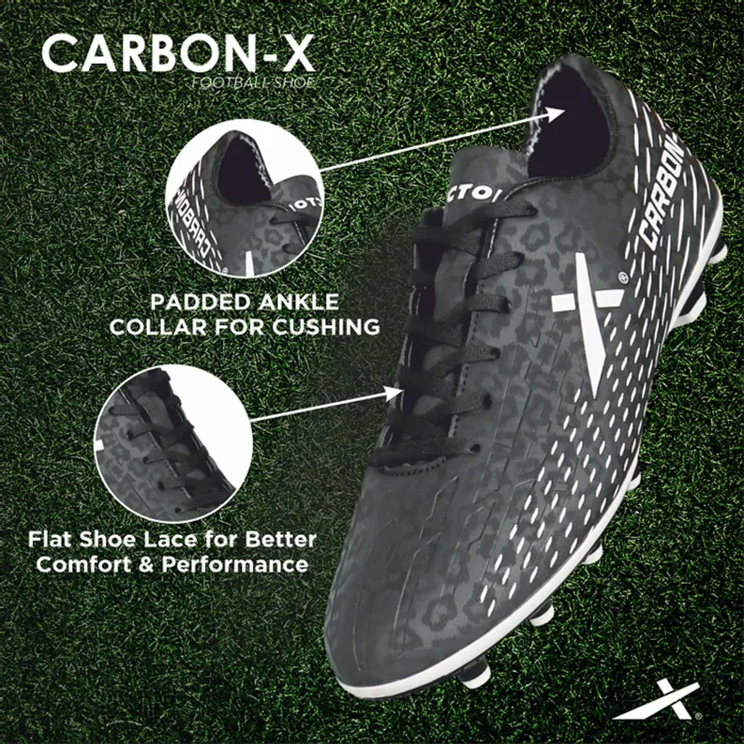 Vector X Carbon-X Football Stud-BLACK/WHITE-10-5