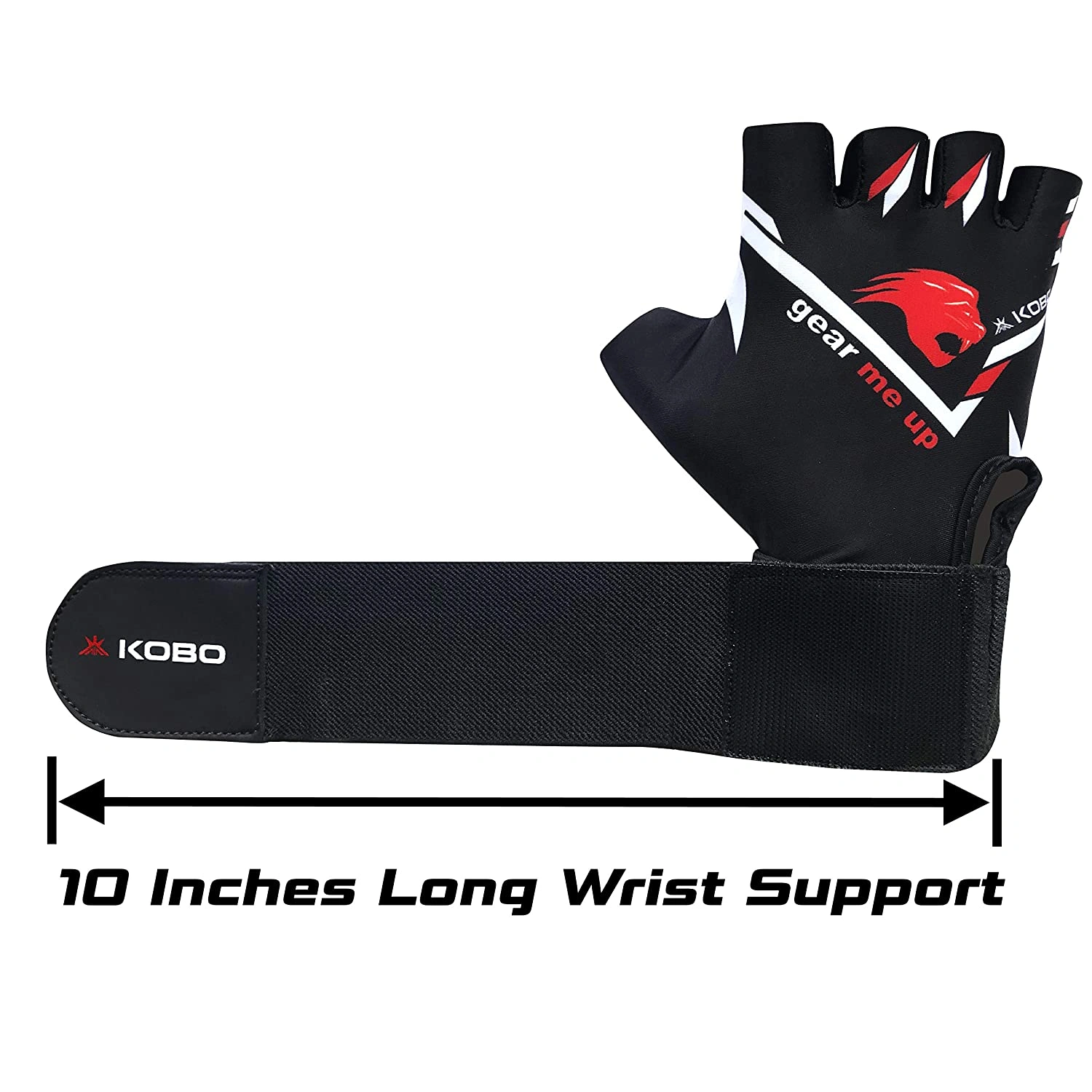 Kobo WTG-31 Gym Gloves with Wrist Support-RED BLACK-M-5