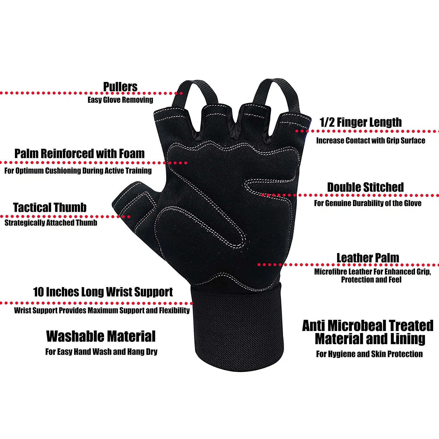 Kobo WTG-31 Gym Gloves with Wrist Support-RED BLACK-M-3