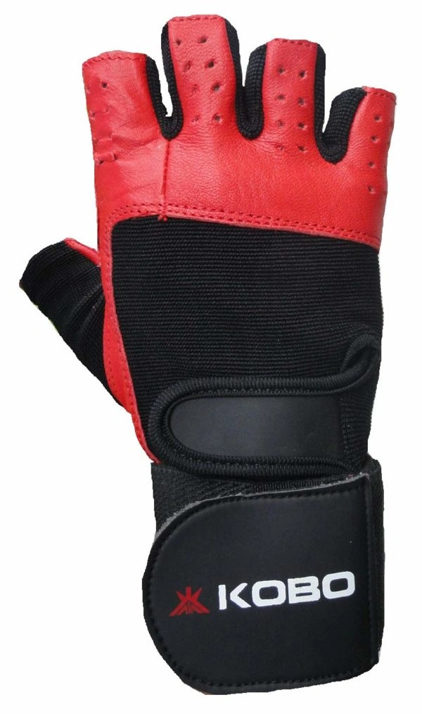 Kobo WTG-02 Gym Gloves with Wrist Support-RED-s-1