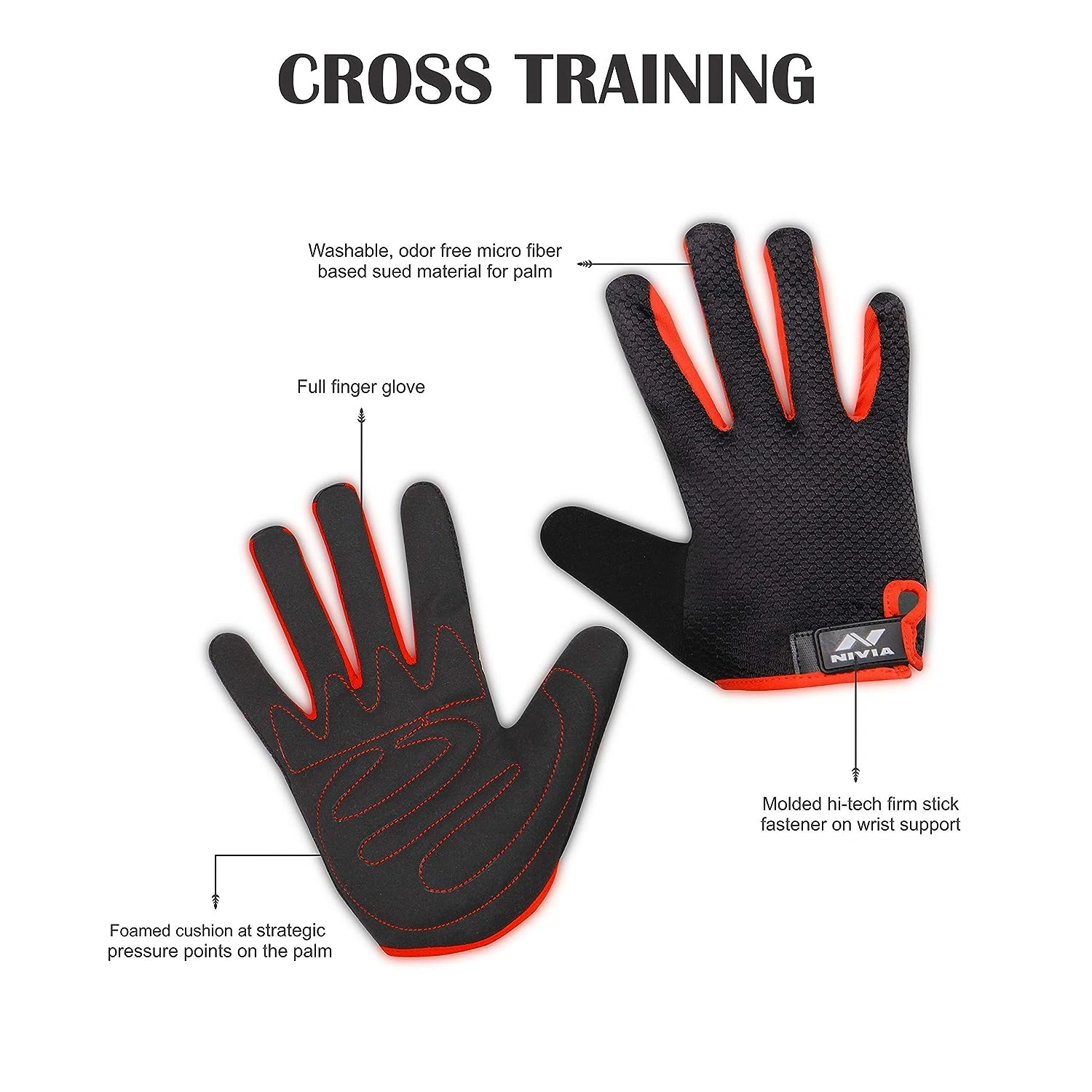 NIVIA Men Cross Training Basic Glove-BLACK RED-L-6