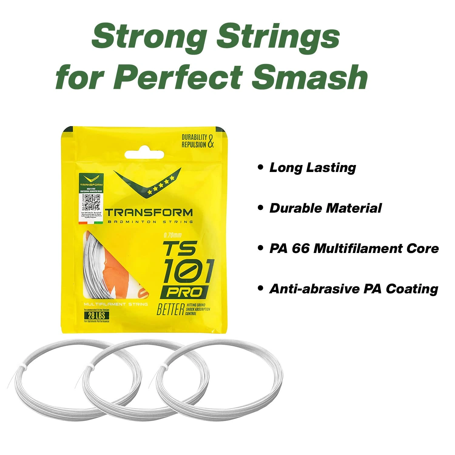 Transform String 101 Pro Badminton String (1 Pcs)-WHITE-3