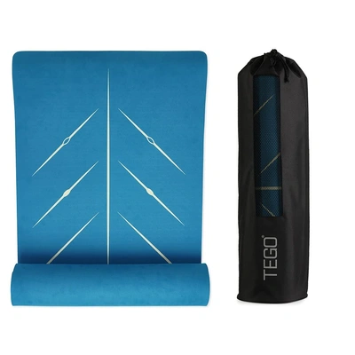 TEGO CORE Yoga Mat with GuideAlign & Yoga Mat Holder Bag - TEAL-GOLD, 8 MM