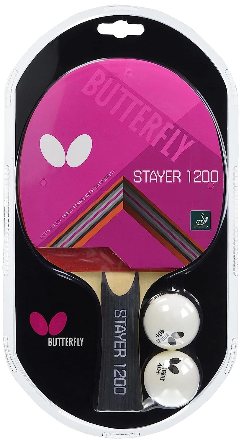 BUTTERFLY STAYER 1200 TABLE TENNIS BAT: Controlled Play Paddle for Leisure and Beginners-31334