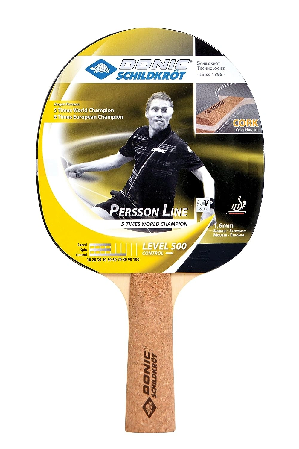 DONIC Person 500 All-Rounder Table Tennis Bat for Beginners: Excellent Control, High Speed, and Good Rotation for Amateur Games-45826