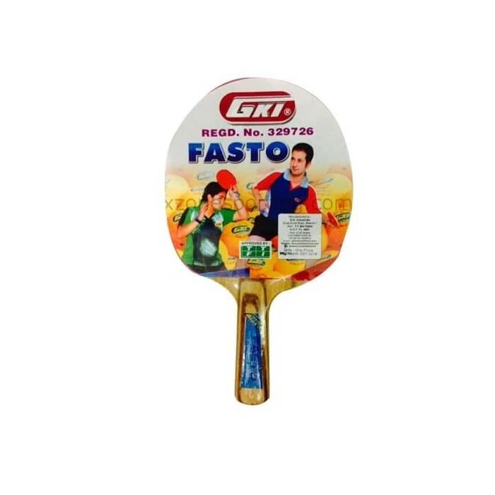 GKI Fasto Table Tennis Bat: Fast Blade with ITTF Authorized Rubber and Flared Handle-180