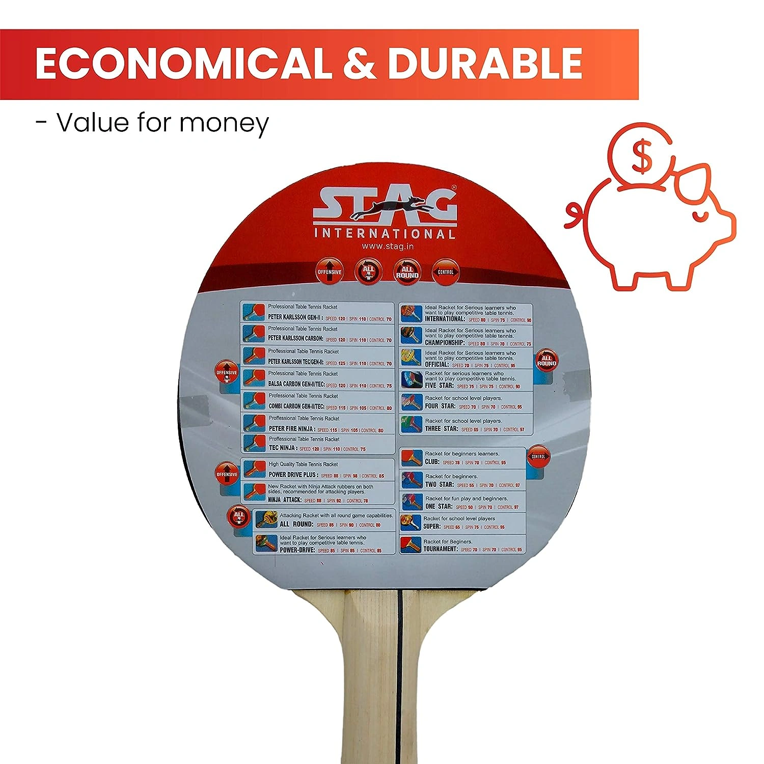 Stag 2 Star Table Tennis Racquet-3