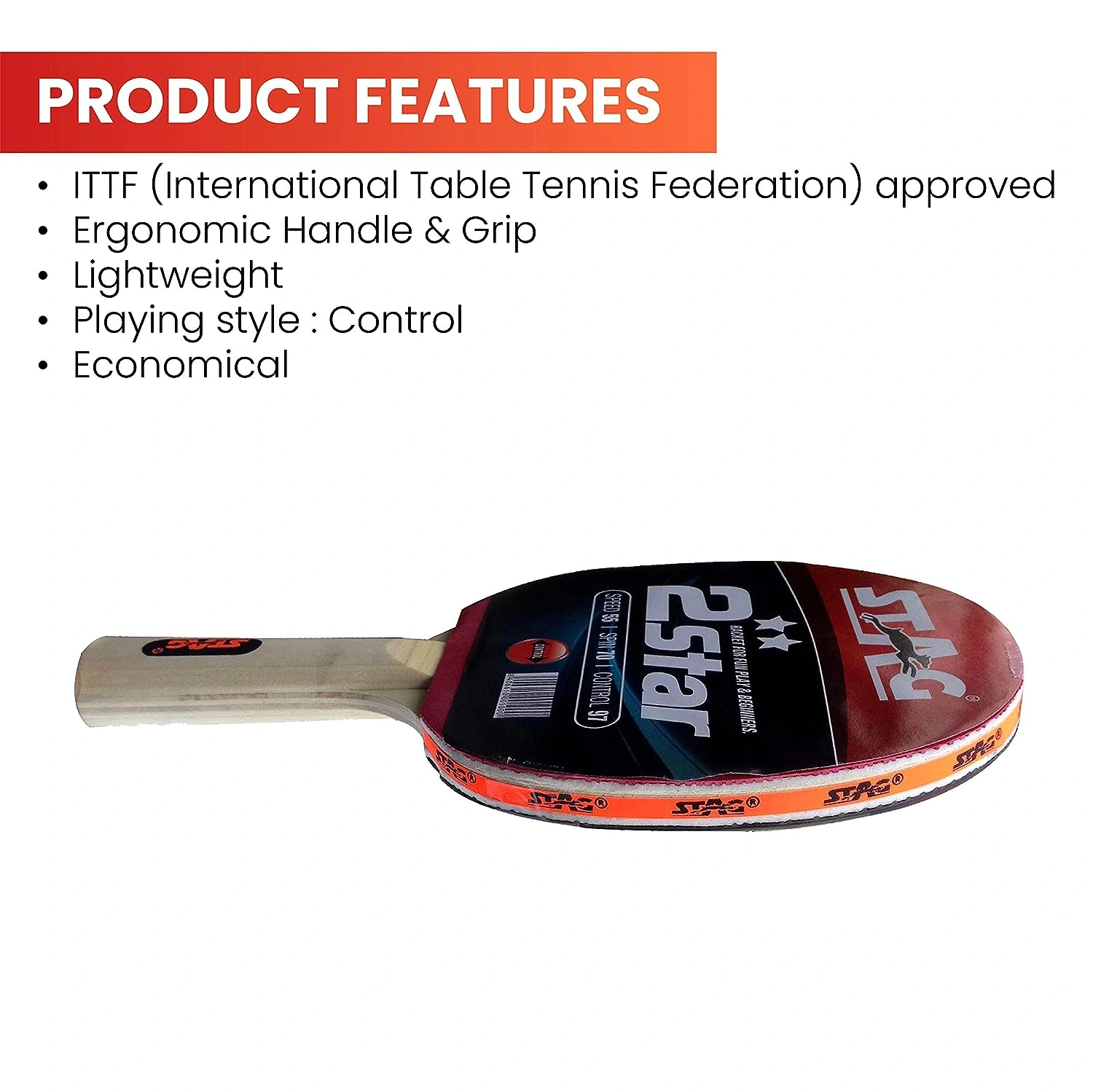 Stag 2 Star Table Tennis Racquet-1