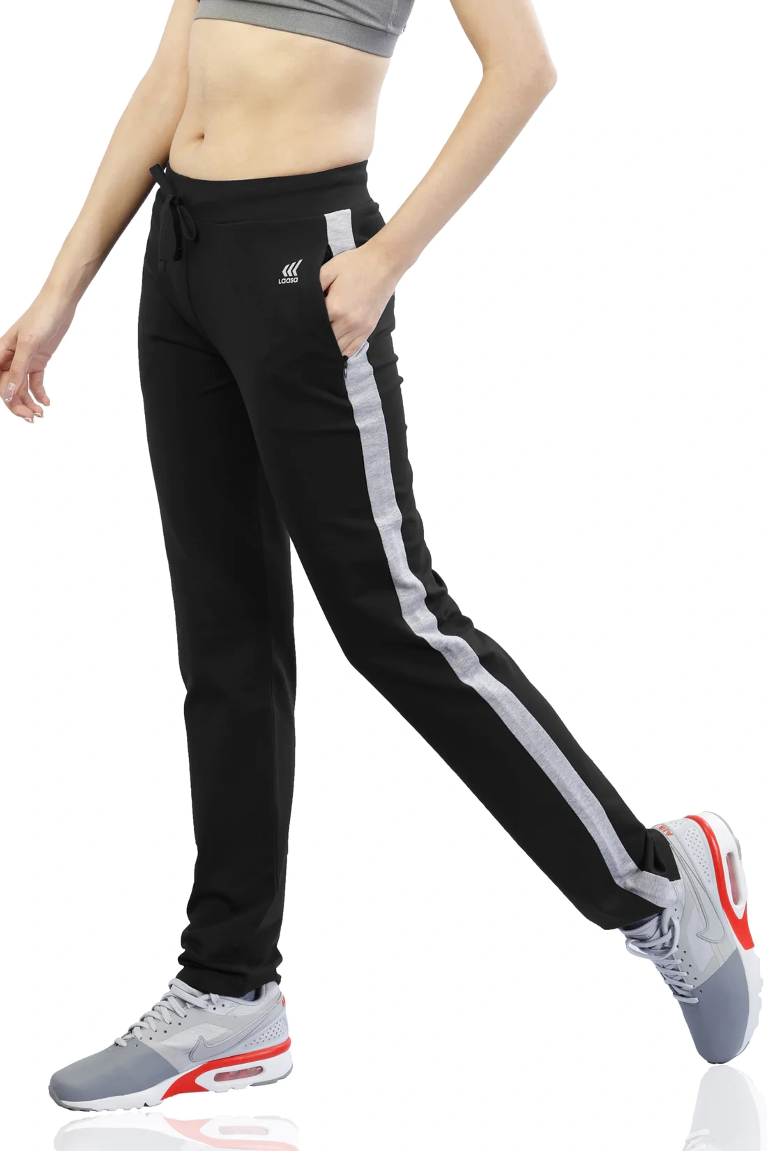 LASSA WOMEN'S SOLID REGULAR FIT TRACK PANT-M-Black-3