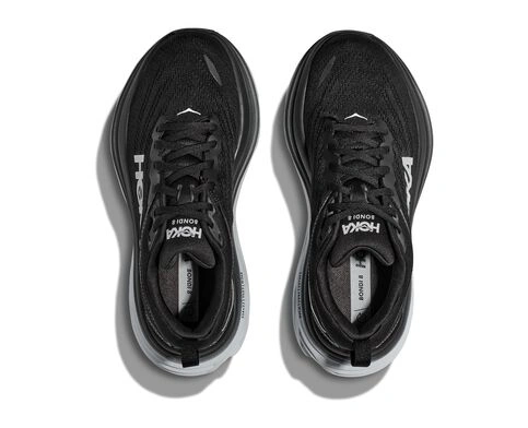 HOKA Bondi 8 Cushioned Road Running Shoe-BLACK / WHITE-7-4