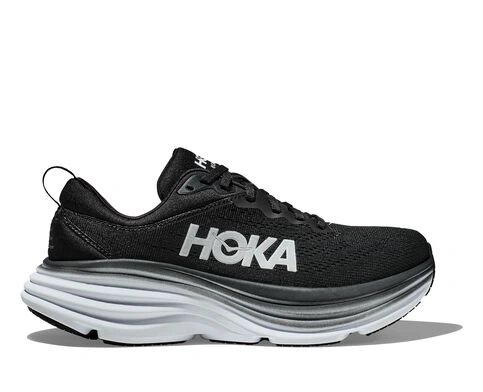 HOKA Bondi 8 Cushioned Road Running Shoe-BLACK / WHITE-7-1