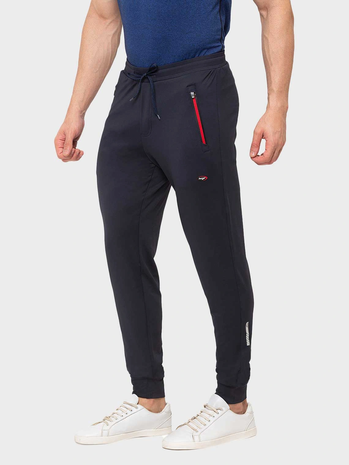 Berge IJ-206 Men's Instadry Joggers Track Pants: Comfortable and Functional Joggers with 4-Way Stretch and Reflective Details-NAVY-XL-5