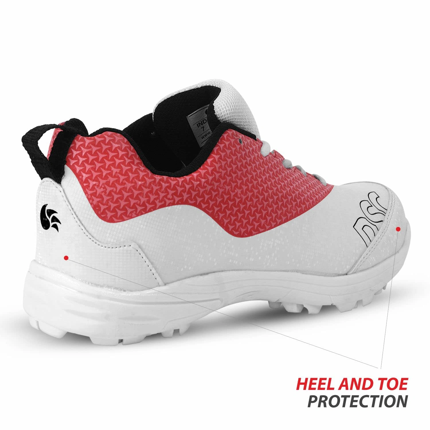 DSC Rigor X Cricket Shoes: Lightweight and Durable Cricket Shoes with Enhanced Grip for Optimal Performance on the Field-1-WHITE/RED-2