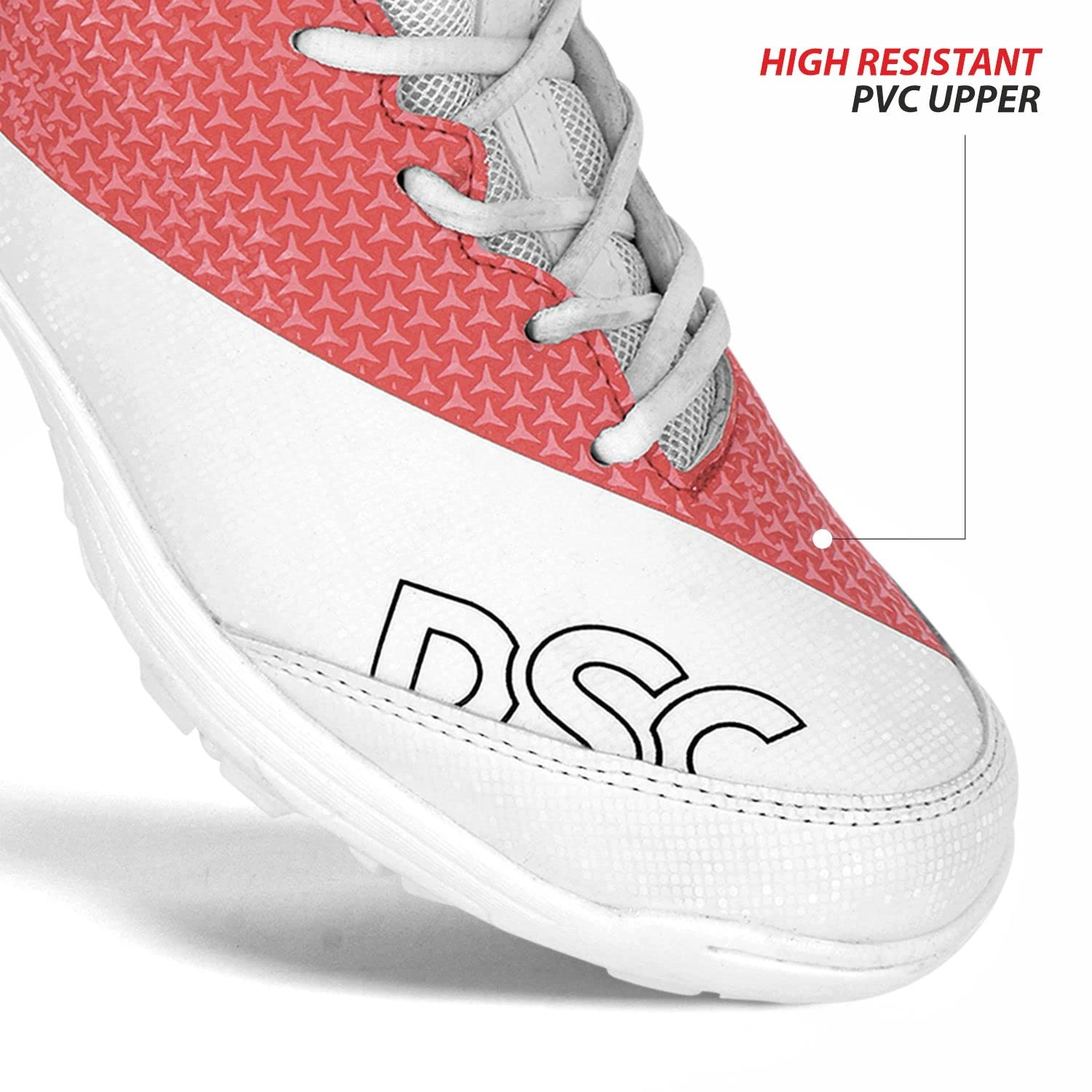 DSC Rigor X Cricket Shoes: Lightweight and Durable Cricket Shoes with Enhanced Grip for Optimal Performance on the Field-1-WHITE/RED-5