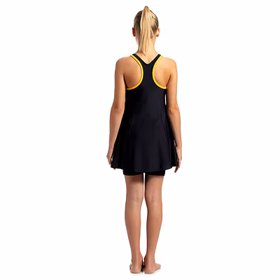 Speedo Racerback Swimdress With Boyleg For Girls-TRUE NAVY/MANGO-34-3