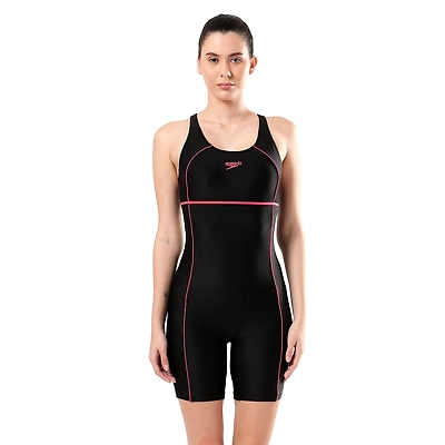 Speedo Classic Racer Back Legsuit-BLACK / RASPBERRY FILL-3-1
