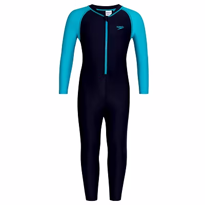 Speedo Color Block All in 1 Suit-TRUE NAVY-8Y-1